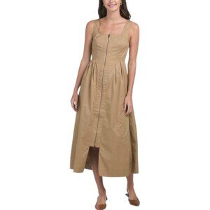 ZOE & CLAIRE Sleeveless Zipper Maxi Dress - Khaki